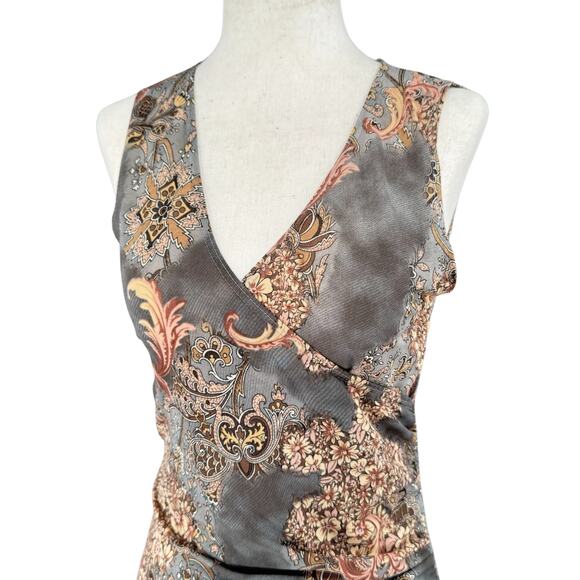 Y2K Vintage Wrap Dress Womens SM Floral Midi Party Whimsigoth Fairy Assymetrical - Picture 2 of 10